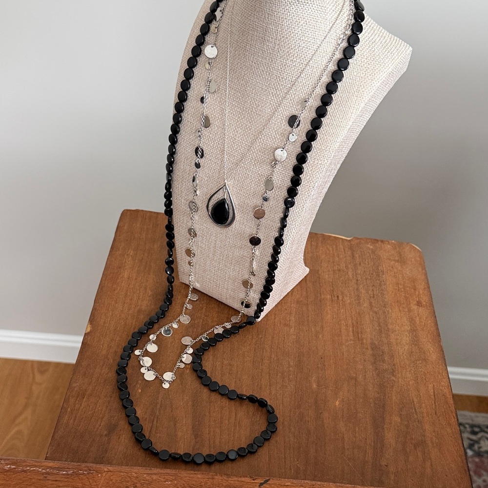Black and Silver Necklace Set of 3